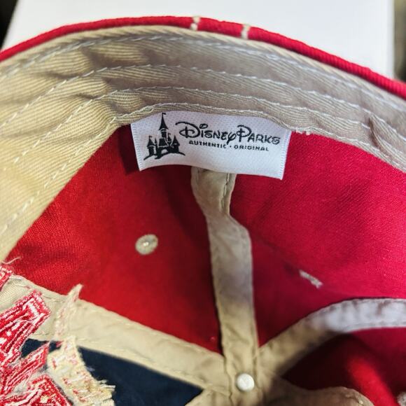 DISNEY. ADULT BLUE/RED/BIEGE DISTRESSED DISNEY STRAPBACK HAT - Very Clean. - Picture 9 of 15